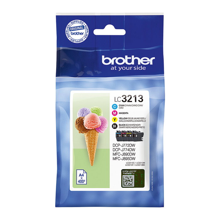 Brother LC3213VAL Pack de 4 Cartuchos de Tinta (Negro, Cian, Magenta, Amarillo) Alta Capacidad