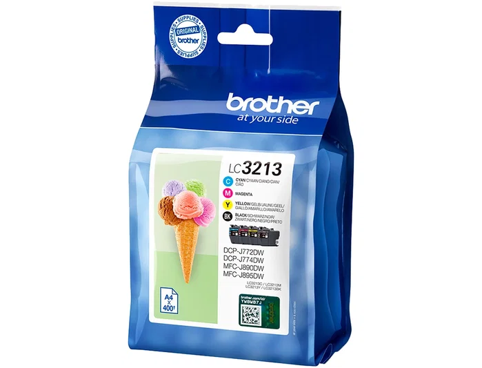 Brother LC3213VAL Pack de 4 Cartuchos de Tinta (Negro, Cian, Magenta, Amarillo) Alta Capacidad