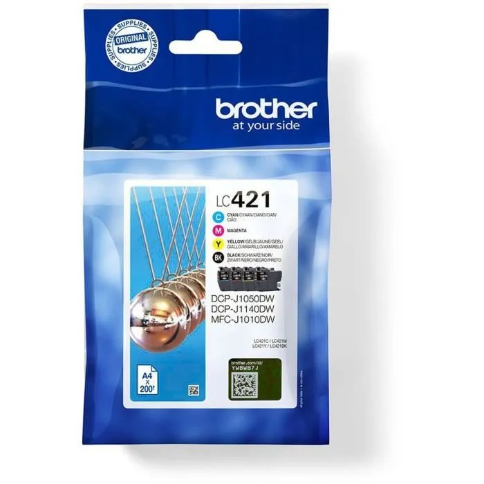 Brother LC421VAL Multipack de 4 Cartuchos de Tinta (BK/C/M/Y) de Rendimiento Estándar
