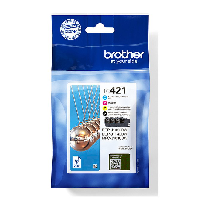 Brother LC421VAL Multipack de 4 Cartuchos de Tinta (BK/C/M/Y) de Rendimiento Estándar