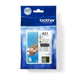 Brother LC421VAL Multipack de 4 Cartuchos de Tinta (BK/C/M/Y) de Rendimiento Estándar