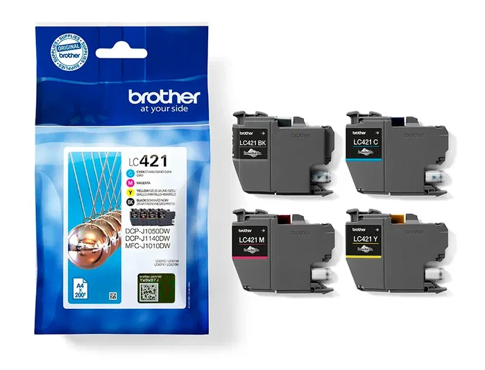 Brother LC421VAL Multipack de 4 Cartuchos de Tinta (BK/C/M/Y) de Rendimiento Estándar