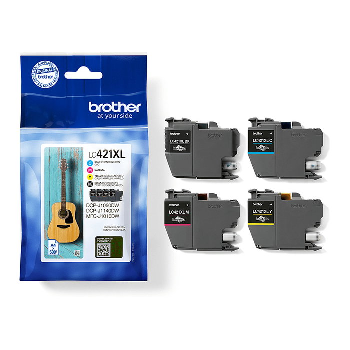 Brother LC421XLVAL Multipack de 4 Cartuchos de Tinta Alta Capacidad (XL) para DCP-J1050DW, MFC-J1010DW y DCP-J1140DW