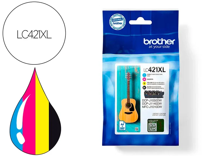 Brother LC421XLVAL Multipack de 4 Cartuchos de Tinta Alta Capacidad (XL) para DCP-J1050DW, MFC-J1010DW y DCP-J1140DW