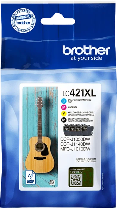 Brother LC421XLVAL Pack de 4 Cartuchos de Tinta XL (Negro, Cian, Magenta, Amarillo)