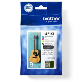 Brother LC421XLVAL Pack de 4 Cartuchos de Tinta XL (Negro, Cian, Magenta, Amarillo)