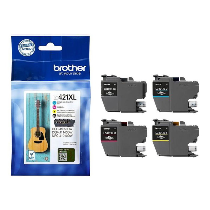 Brother LC421XLVAL Multipack de 4 Cartuchos de Tinta Alta Capacidad (XL) para DCP-J1050DW, MFC-J1010DW y DCP-J1140DW