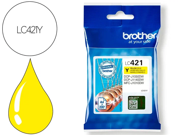 Brother Cartucho de Tinta LC421Y Amarillo