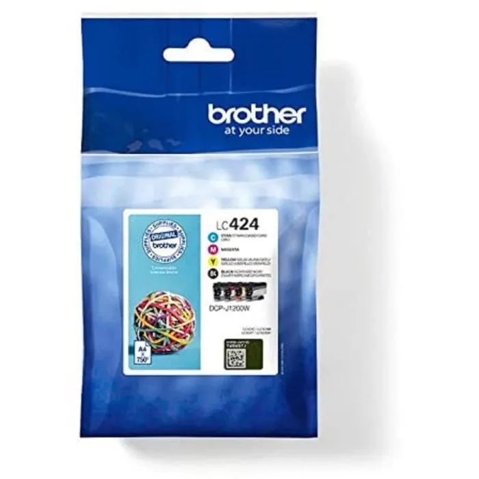Brother LC424VAL Pack de 4 Cartuchos de Tinta Original (Negro, Cian, Magenta, Amarillo) para DCP-J1200W Brother LC424VAL Pack de 4 Cartuchos de Tinta Original (Negro, Cian, Magenta, Amarillo) para DCP-J1200W