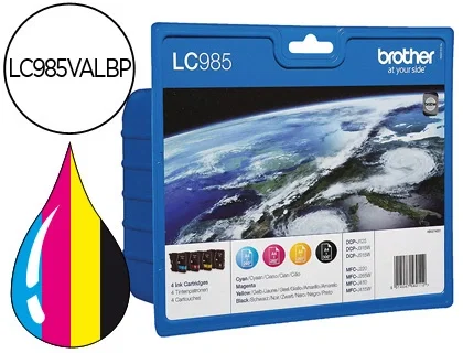 Brother LC985VALBP Multipack de Cartuchos de Tinta Negro, Cian, Magenta y Amarillo Brother LC985VALBP Multipack de Cartuchos de Tinta Negro, Cian, Magenta y Amarillo