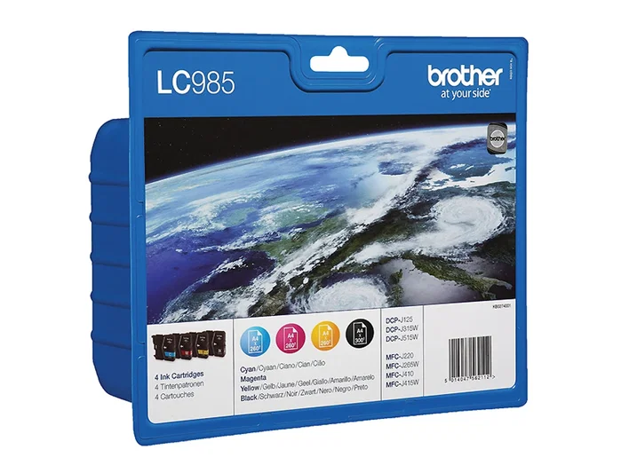 Brother LC985VALBP Multipack de Cartuchos de Tinta Negro, Cian, Magenta y Amarillo Brother LC985VALBP Multipack de Cartuchos de Tinta Negro, Cian, Magenta y Amarillo