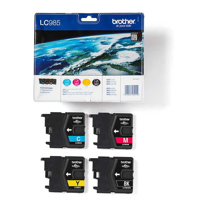 Brother LC985VALBP Multipack de Cartuchos de Tinta Negro, Cian, Magenta y Amarillo Brother LC985VALBP Multipack de Cartuchos de Tinta Negro, Cian, Magenta y Amarillo