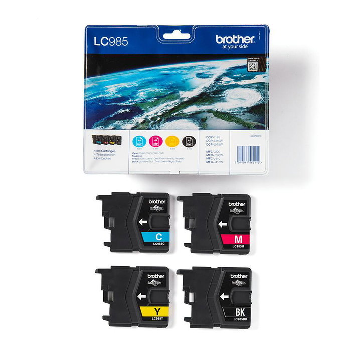 Brother LC985VALBP Multipack de Cartuchos de Tinta Negro, Cian, Magenta y Amarillo Brother LC985VALBP Multipack de Cartuchos de Tinta Negro, Cian, Magenta y Amarillo