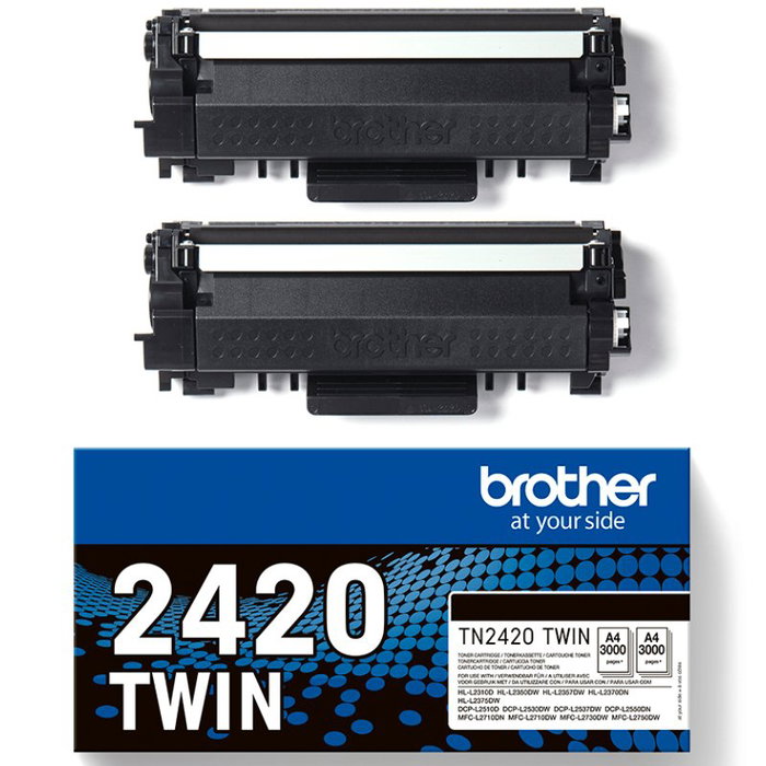 Brother TN2420TWIN Pack de 2 Cartuchos de Tóner Negro XL