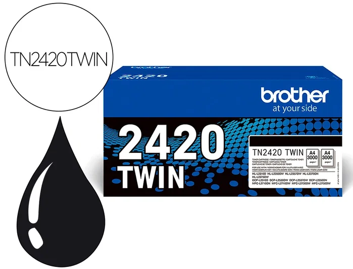Brother TN2420TWIN Pack de 2 Cartuchos de Tóner Negro XL