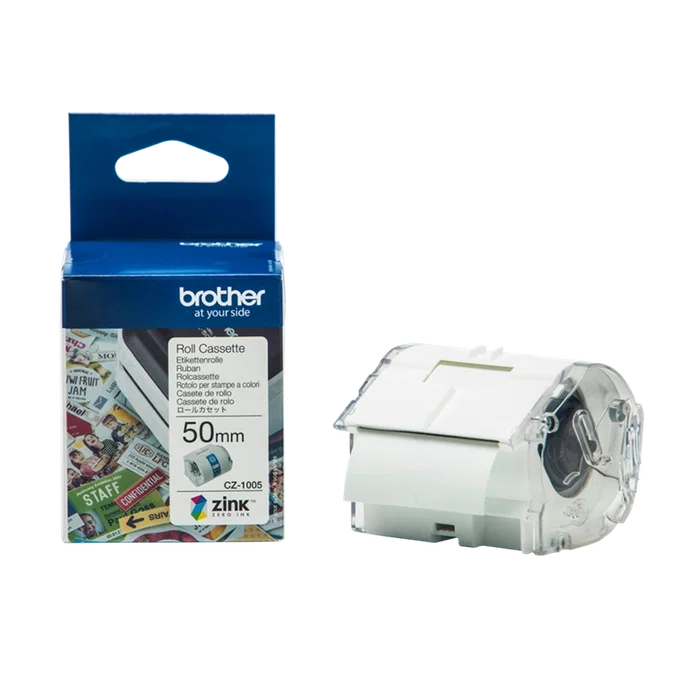 Brother CZ-1005 Rollo de cinta de 50 mm x 5 m Blanco sobre verde