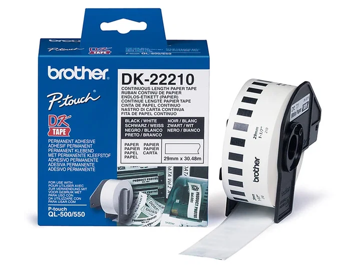 Brother DK-22210 Cinta Continua de Papel Térmico Blanco 29mm x 30,48m