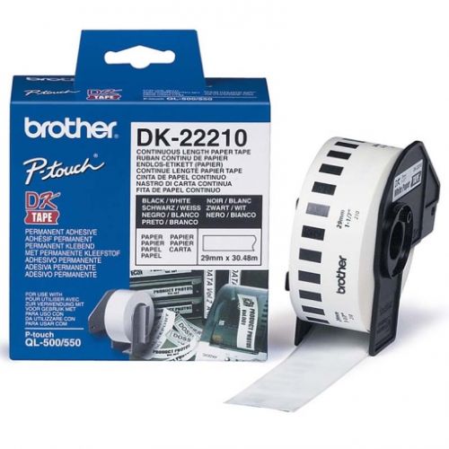 Brother DK-22210 Cinta Continua de Papel Térmico Blanco 29mm x 30,48m
