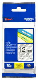 BROTHER Cinta laminada transparente/negro 12mm
