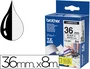 Brother Cinta Laminada TZe-261 36mm x 8m Negro sobre Blanco
