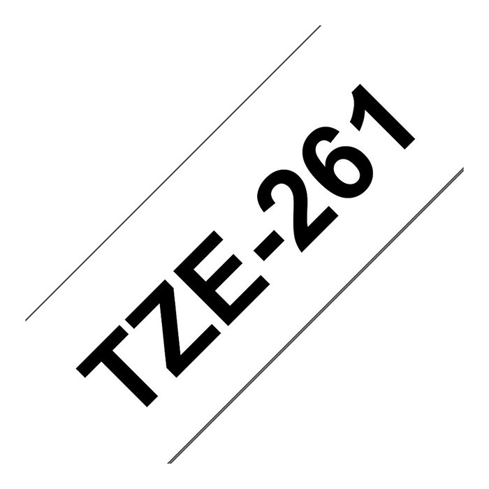 Brother Cinta Laminada TZe-261 36mm x 8m Negro sobre Blanco