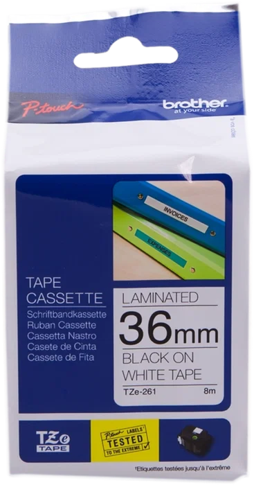 Brother TZe-261 Cinta Laminada 36mm x 8m Negro sobre Blanco Brother TZe-261 Cinta Laminada 36mm x 8m Negro sobre Blanco