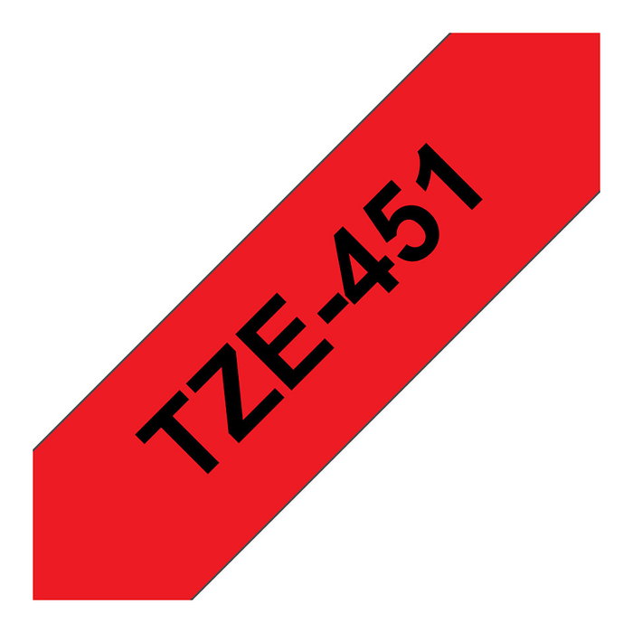 Brother TZe-451 Cinta laminada Negro sobre Rojo 24mm x 8m