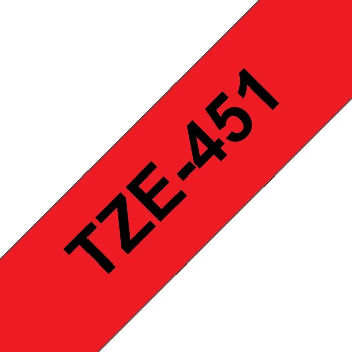 Brother TZe-451 Cinta de etiquetas laminada 24mm x 8m Negro sobre rojo Brother TZe-451 Cinta de etiquetas laminada 24mm x 8m Negro sobre rojo