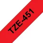 Brother TZe-451 Cinta de etiquetas laminada 24mm x 8m Negro sobre rojo