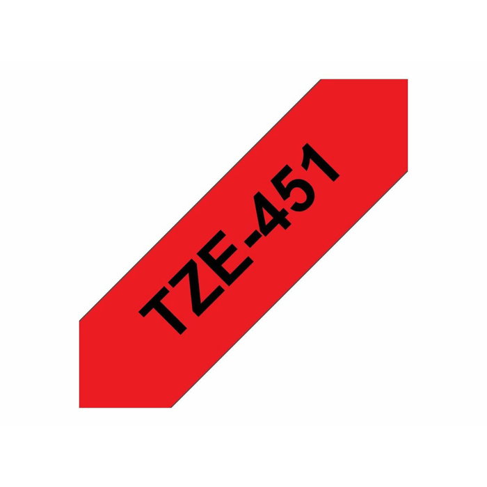 Brother TZe-451 Cinta laminada Negro sobre Rojo 24mm x 8m