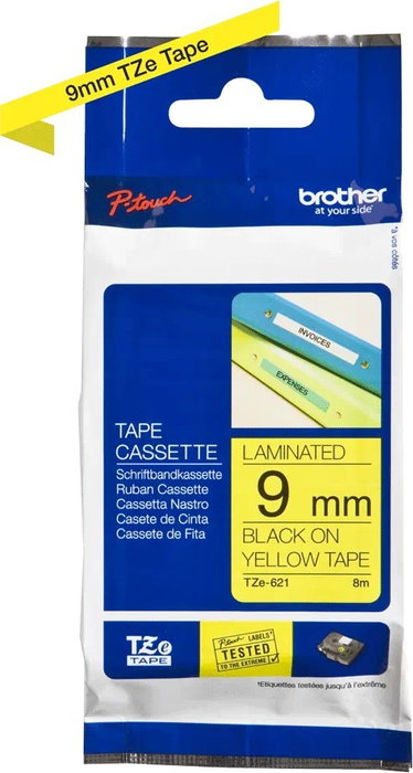 Brother TZe-621 Cinta Laminada 9 mm x 8 m Amarillo/Negro Brother TZe-621 Cinta Laminada 9 mm x 8 m Amarillo/Negro