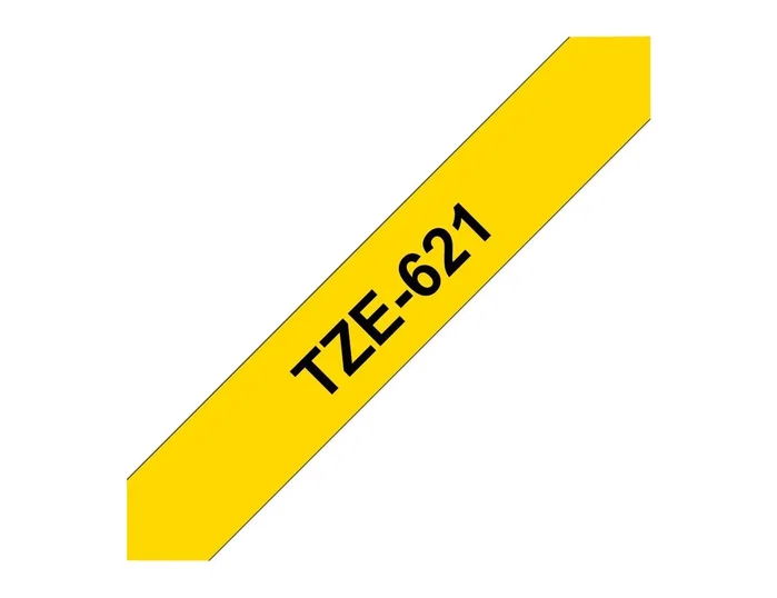 Brother TZe-621 Cinta de Rotular Laminada Negro sobre Amarillo 9mm x 8m