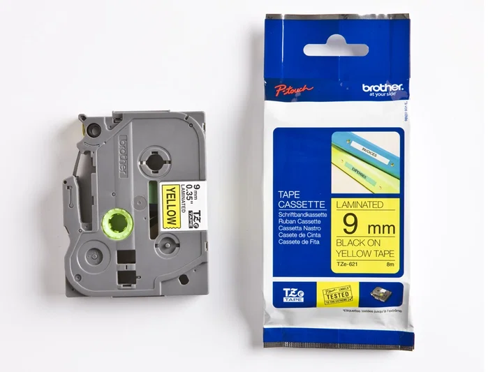 Brother TZe-621 Cinta Laminada 9 mm x 8 m Amarillo/Negro Brother TZe-621 Cinta Laminada 9 mm x 8 m Amarillo/Negro