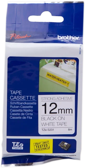 Brother TZe-S231 Cinta Laminada Superadhesiva 12mm x 8m Blanco/Negro Brother TZe-S231 Cinta Laminada Superadhesiva 12mm x 8m Blanco/Negro