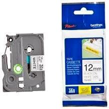 Brother - Cinta Rotuladora Laminada Super Adhesiva, Texto Negro Sobre Blanco, 12 mm x 8 m