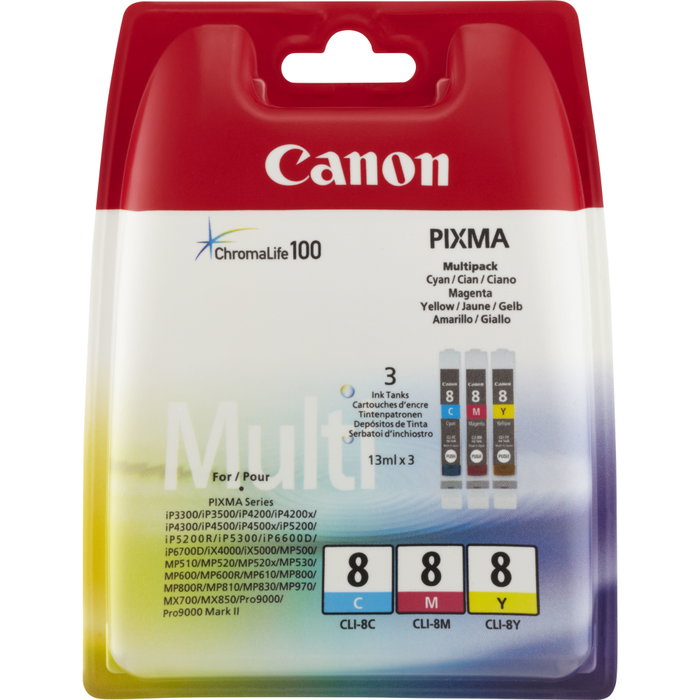 Canon Multipack 3 Cartuchos de Tinta CLI-8 Cian, Magenta y Amarillo Canon Multipack 3 Cartuchos de Tinta CLI-8 Cian, Magenta y Amarillo