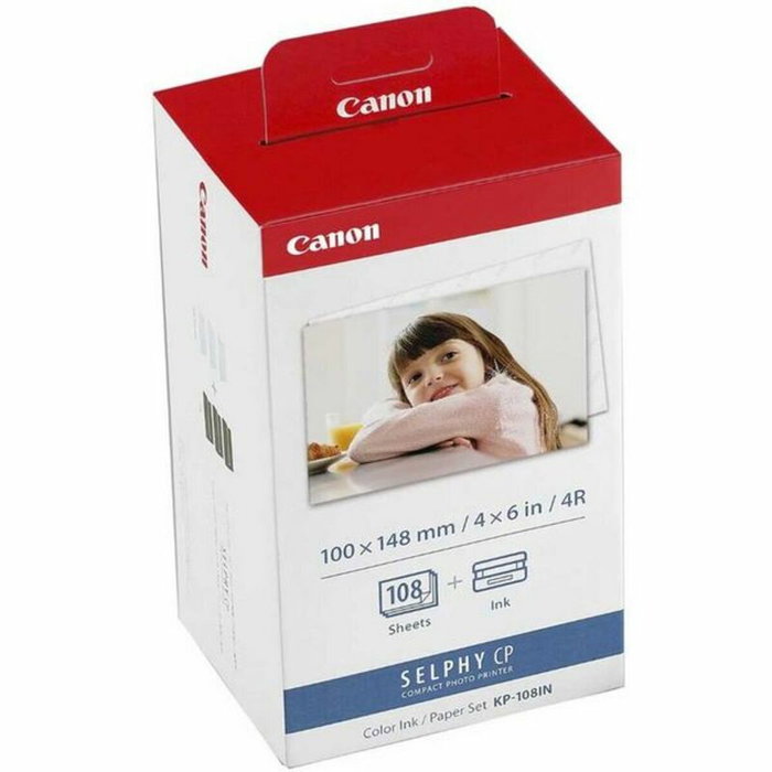 Canon KP-108IN Conjunto de Cartucho y Papel Tamaño Postal 10x15cm (108 fotos) Tricolor Canon KP-108IN Conjunto de Cartucho y Papel Tamaño Postal 10x15cm (108 fotos) Tricolor