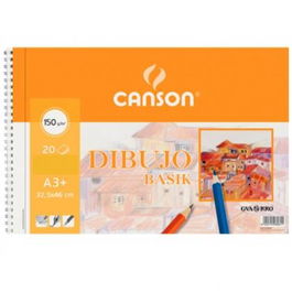 Canson Bloc Dibujo Basik Espiral 20H A3+ 150 gr Microperforado Pack 10 Ud Blanco Natural