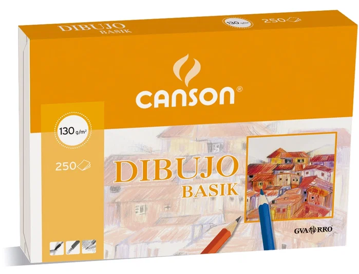 Canson Papel de Dibujo Basik 130 g con Recuadro 32,5x46 cm