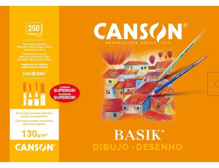 Canson Dibujo Basik con Recuadro 250 Hojas 130g 32,5x46cm
