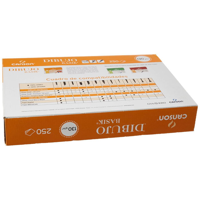 Canson Caja de Láminas Dibujo Basik 250 Hojas 130 g 21x29,7cm
