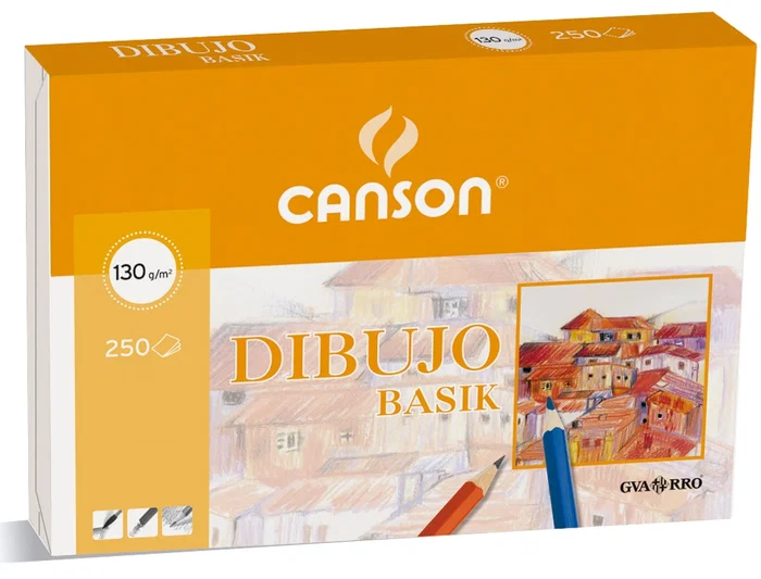 Canson Papel Dibujo Basik 130 gr 297x420 mm Blanco Natural Sin Recuadro Dibujo Artístico