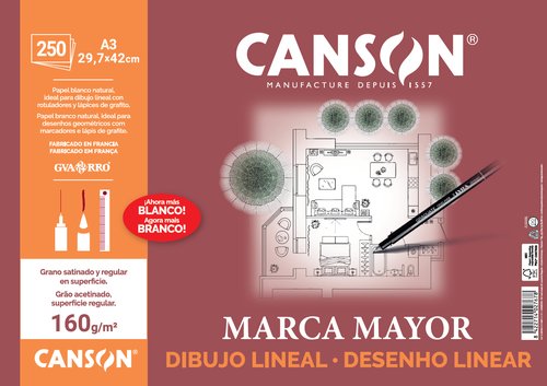 Canson Papel de dibujo Guarro Basik A3 liso 160g - 250 hojas
