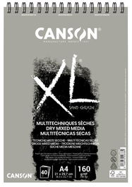 Bloc De Dibujo Canson Xl Sand Con Espiral Liso Color Gris A4 160G 40H (Set de 5)