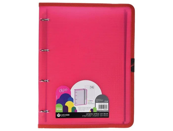 Carchivo Carpeta 4 Anillas 20 mm Polipropileno Rígido DIN A4 Roja con Recambio 100 Hojas y Gomilla Carchivo Carpeta 4 Anillas 20 mm Polipropileno Rígido DIN A4 Roja con Recambio 100 Hojas y Gomilla