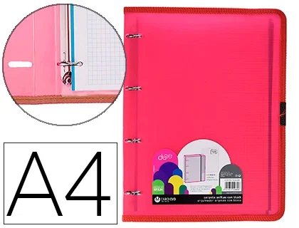 Carchivo Carpeta 4 Anillas 20 mm Polipropileno Rígido DIN A4 Roja con Recambio 100 Hojas y Gomilla Carchivo Carpeta 4 Anillas 20 mm Polipropileno Rígido DIN A4 Roja con Recambio 100 Hojas y Gomilla