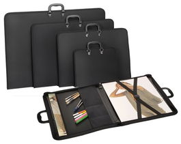 Maletin De Dibujo Carchivo Pp Gofrado Con Cremallera, Asa, Bolsillos Y Bandolera 550X750Mm Negro