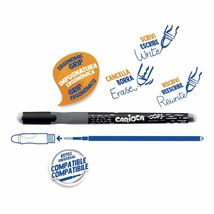 Carioca Bolígrafo Oops Monocolor Negro Caja 12 UD