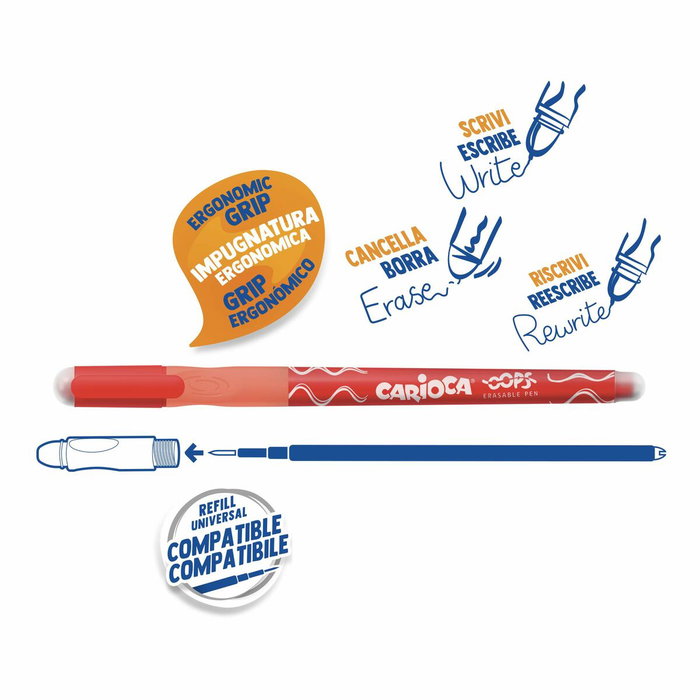 Carioca Bolígrafo Oops Monocolor Rojo Caja 12 UD