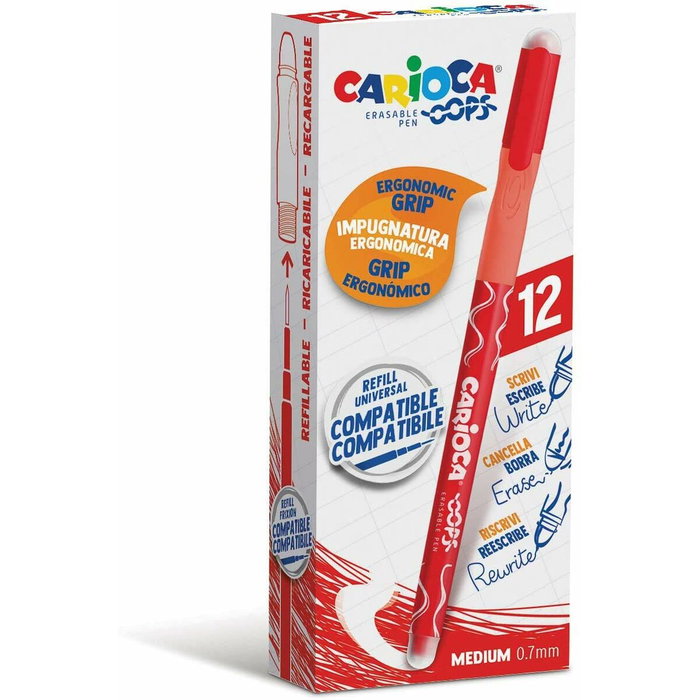 Carioca Bolígrafo Oops Monocolor Rojo Caja 12 UD